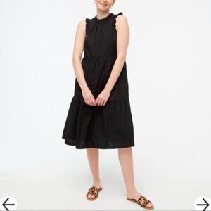 J Crew Factory Tiered Ruffle Midi Dress - black